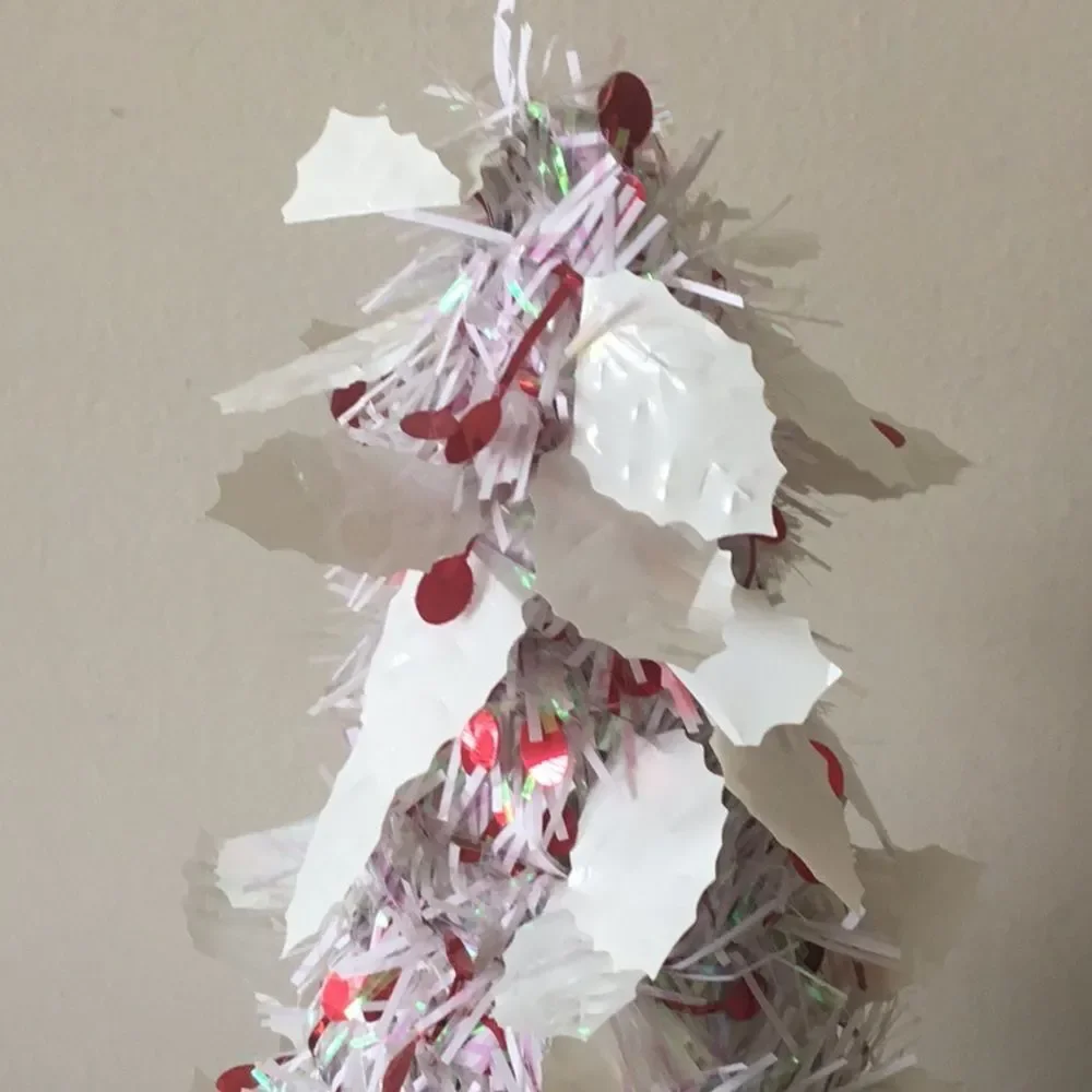 Tinsel Christmas tree cone white red decor decoration Xmas winter 18